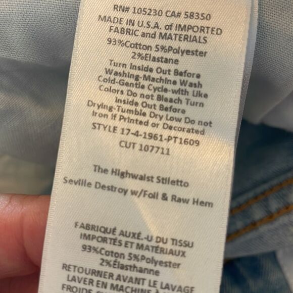 Current/ Elliott The Highwaisted Stilletto light washed Jeans Size 27 - Picture 5 of 9